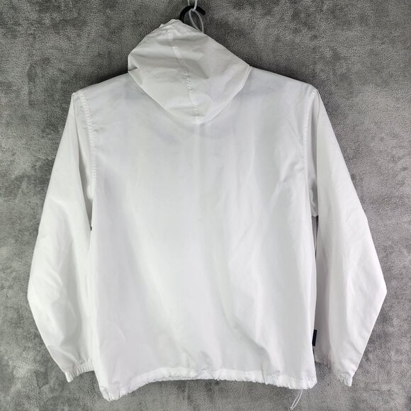 Mens White Charles River Apparel Hooded Pullover Jacket 1/2 Zip Windbreaker L - Picture 9 of 12
